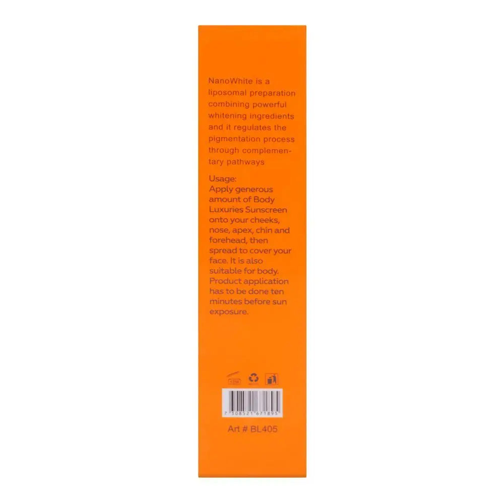Body Luxuries Nano White Facial Sunscreen SPF 50+ 75ml – Lightweight Face Sunblock UNIQUE STORE